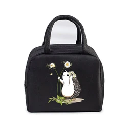 Bento Thermal Bag Dandelion Hedgehog Cartoon Print Women Insulation Portable Pouch Food Picnic Fresh Cooler Lunch Bag for Kids