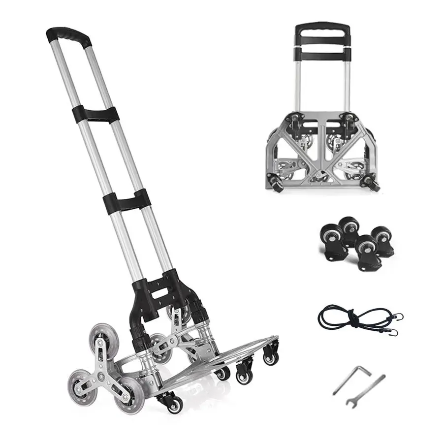 

Climbing Cart, Folding Hand Truck Dolly, Grocery Shopping Cart with Mute Wheels, 180lbs Weight Capacity Aluminum Hand Truck for