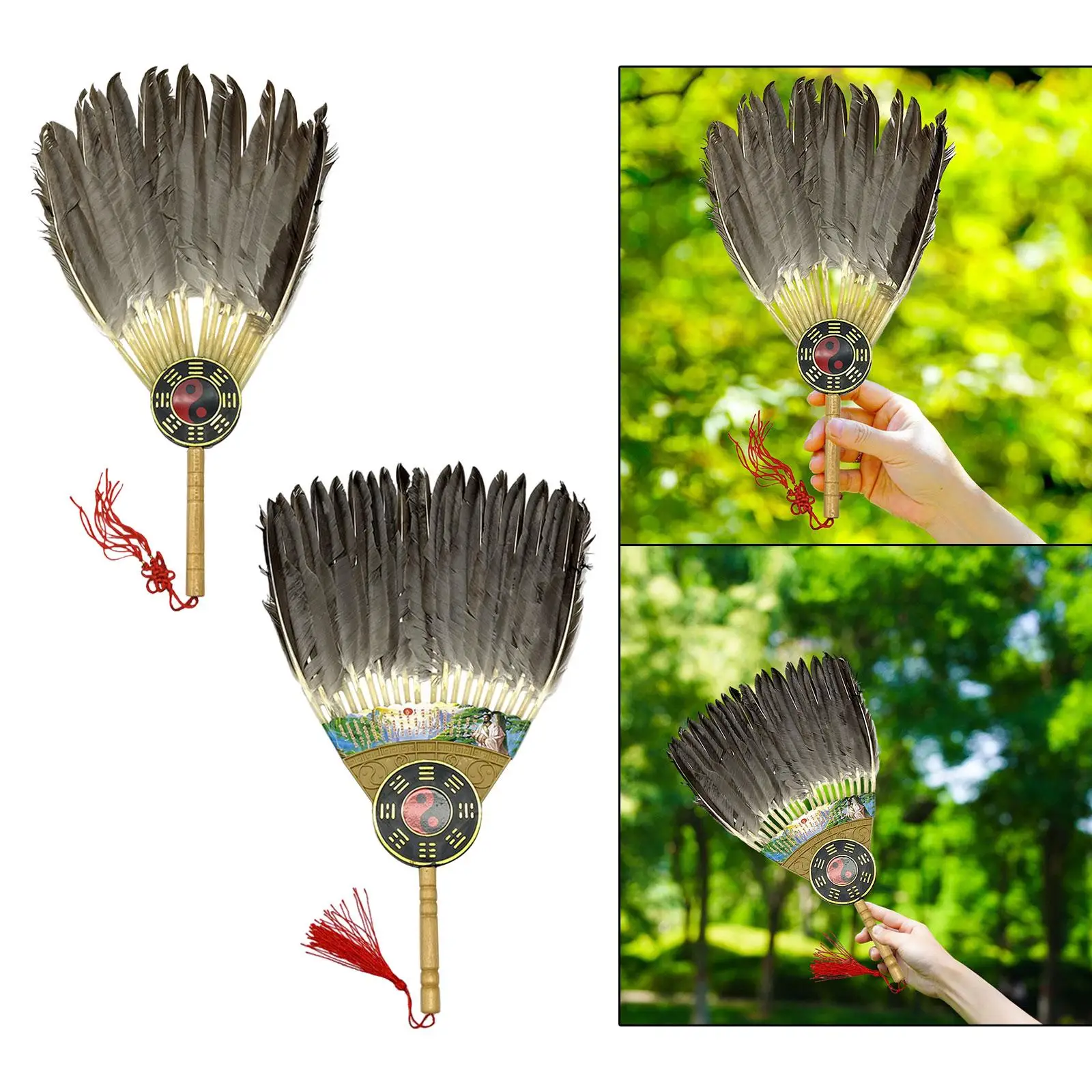 Lightweight Zhuge Liang Feather Fan Classic Chinese Handheld Fan for Casual Parties and Gift Decoration
