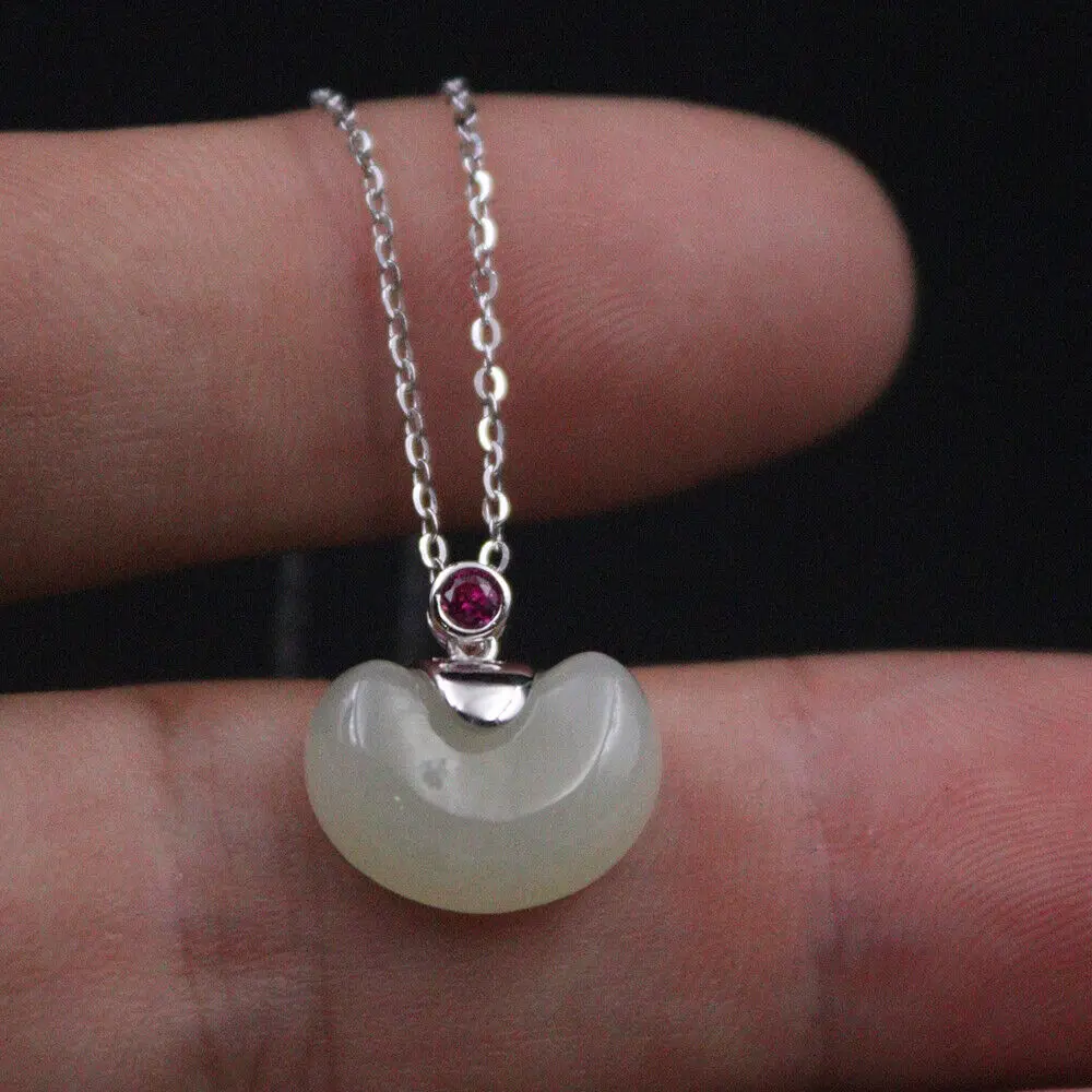 

Solid 925 Sterling Silver Natural Jade Heart Pendant Necklace Certificate