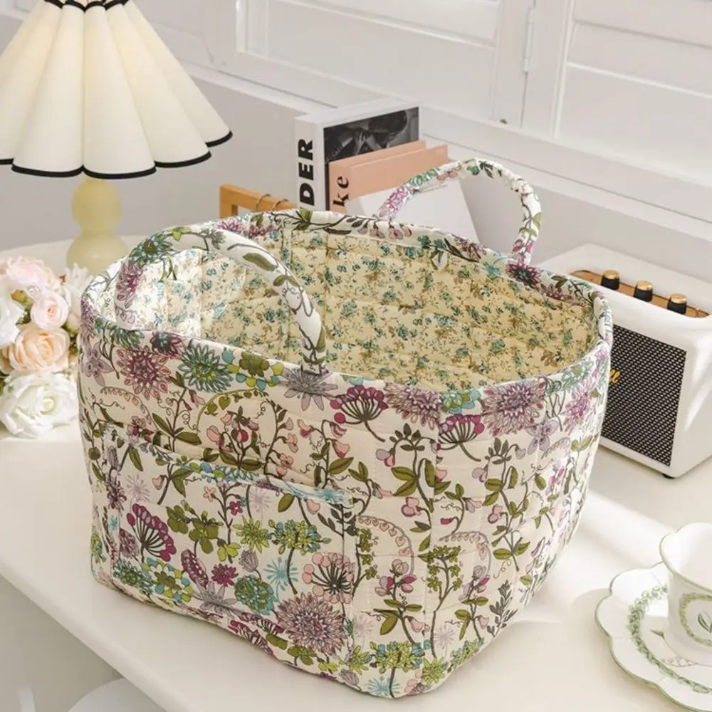 Pastoral Style Fabric Storage Basket Washable Stackable Underwear Debris Organizing Frame Foldable Sundries Storage Organizer