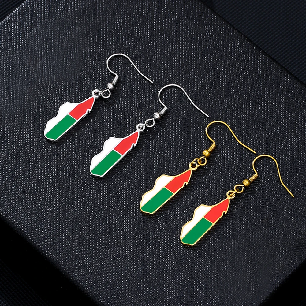 الفولاذ المقاوم للصدأ مدغشقر خريطة العلم أقراط موضة العرقية نمط استرخى أقراط للنساء السفر تحت عنوان المجوهرات