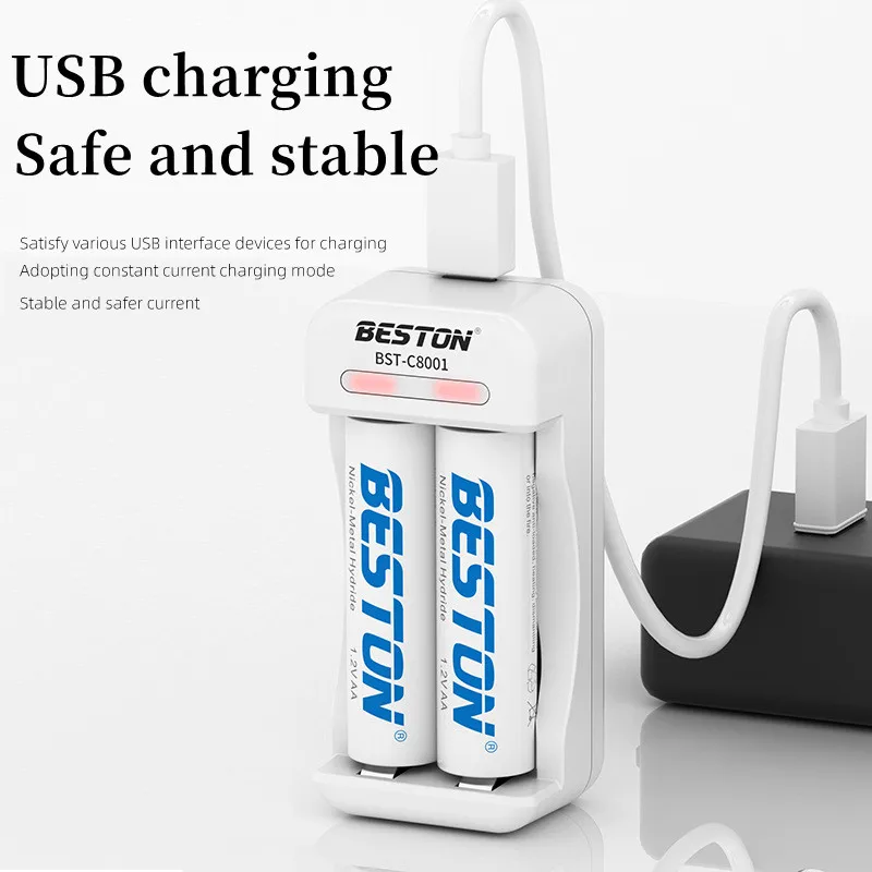 2 Slots NI-MH Battery Charger Portable 1.2V AA AAA Battery Charger 2A USB Batteries Charger With Indicator Light