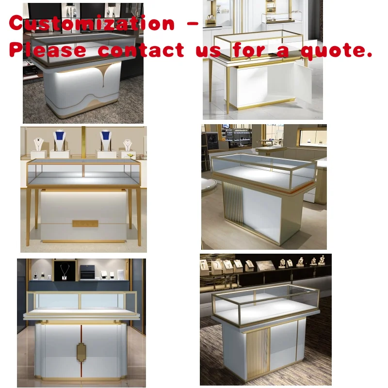 custom.Luxury Modern LED-Lit Wooden Showcase MDF Metal Retail Store Display Cabinet Interior Layout Design Jewelry Store Showroo