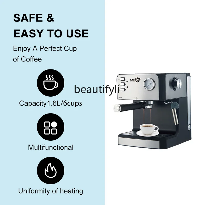 Household semi-automatic steam milk foam High pressure concentrated Coffee machine