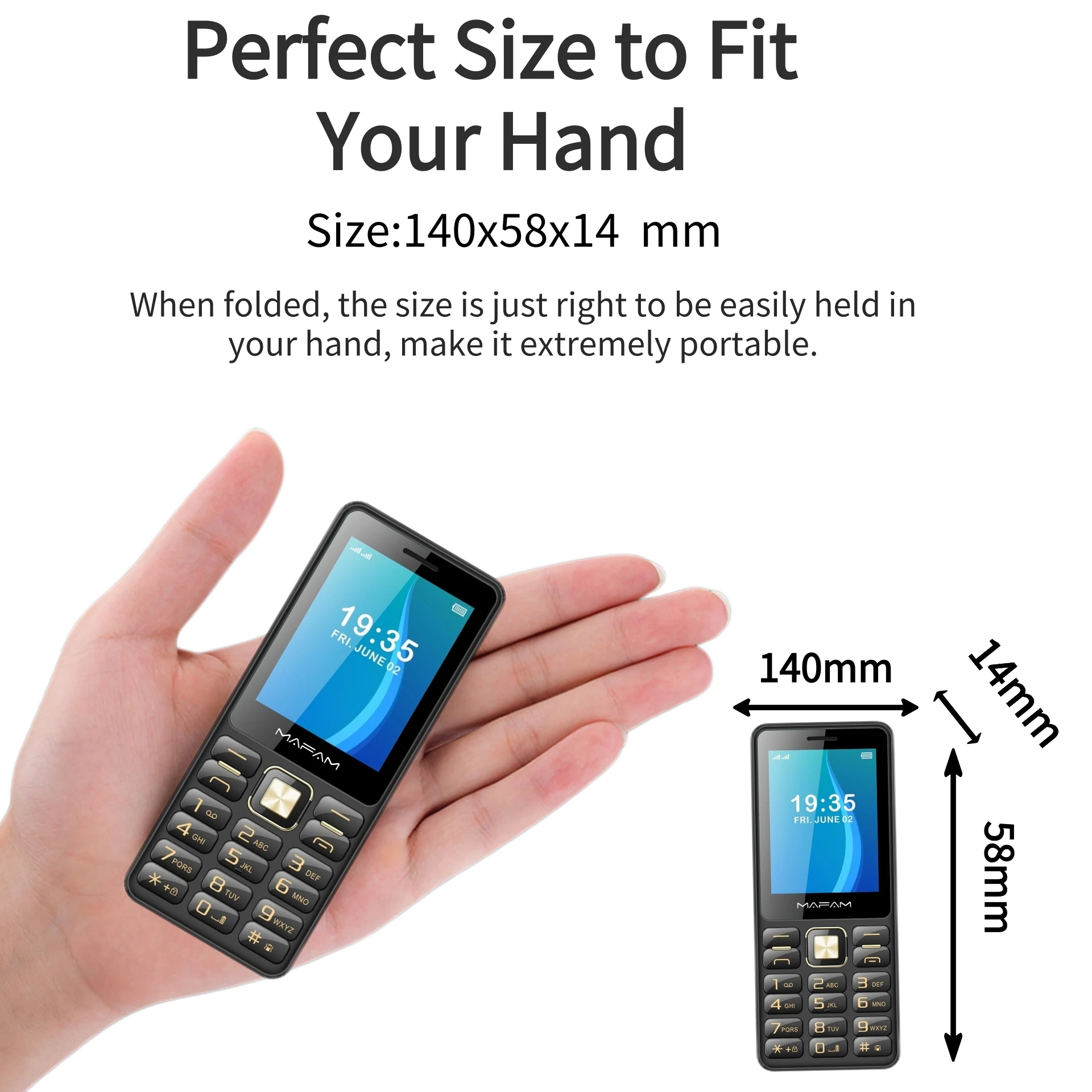 Mafam H7350 2G Classic feature Phone Affordable 2.8" Display Triple SIM Basic Mobile with strong Signal Speed Dial Torch Durable