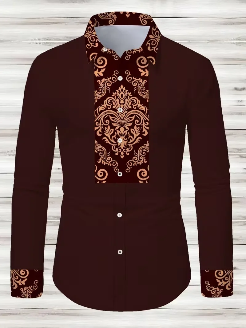 Męska koszula z kołnierzykiem, z długim rękawem, zapinana na guziki, regularny krój, modna męska koszula codzienna.