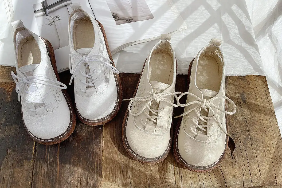 الدانتيل شبكة الأحذية واحدة Literary الرجعية أحذية غير رسمية JK أحذية لينة الجلود منصة الكعك أحذية النساء أحذية رياضية لوليتا الأحذية