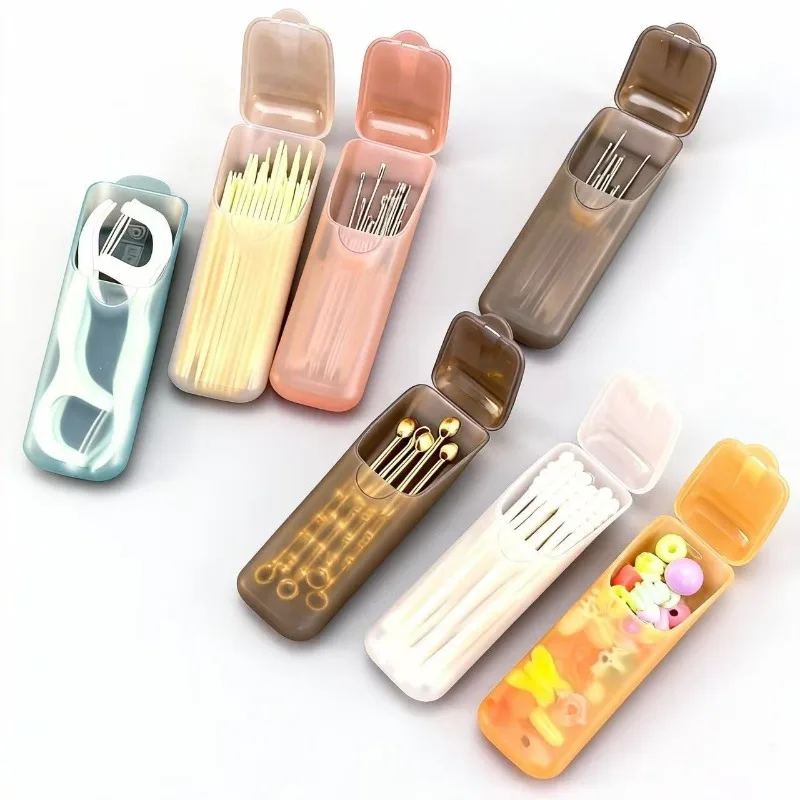 6-12Pcs Mini Portable Transparent Storage Boxes Small Parts Organizer Travel Toothpick Dental Floss Pill Storage Compartments