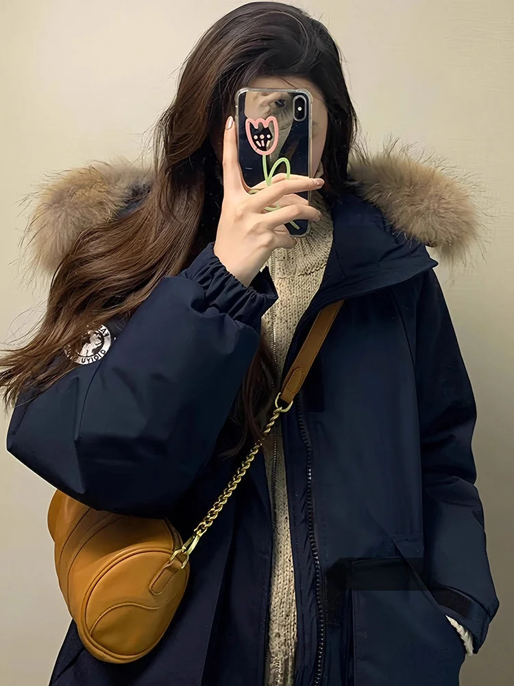 

Зимняя хлопковая куртка, женская рабочая одежда, парка в стиле ретро, корейское хлопковое пальто с рукавами, верхняя одежда больших размеров Thiened Long Sve Zi...