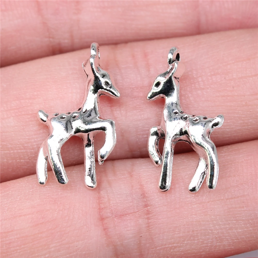 WYSIWYG 10 sztuk Charms 22x12mm Deer Charms do tworzenia biżuterii DIY komponenty do biżuterii antyczne srebro kolor stop Charms wisiorek