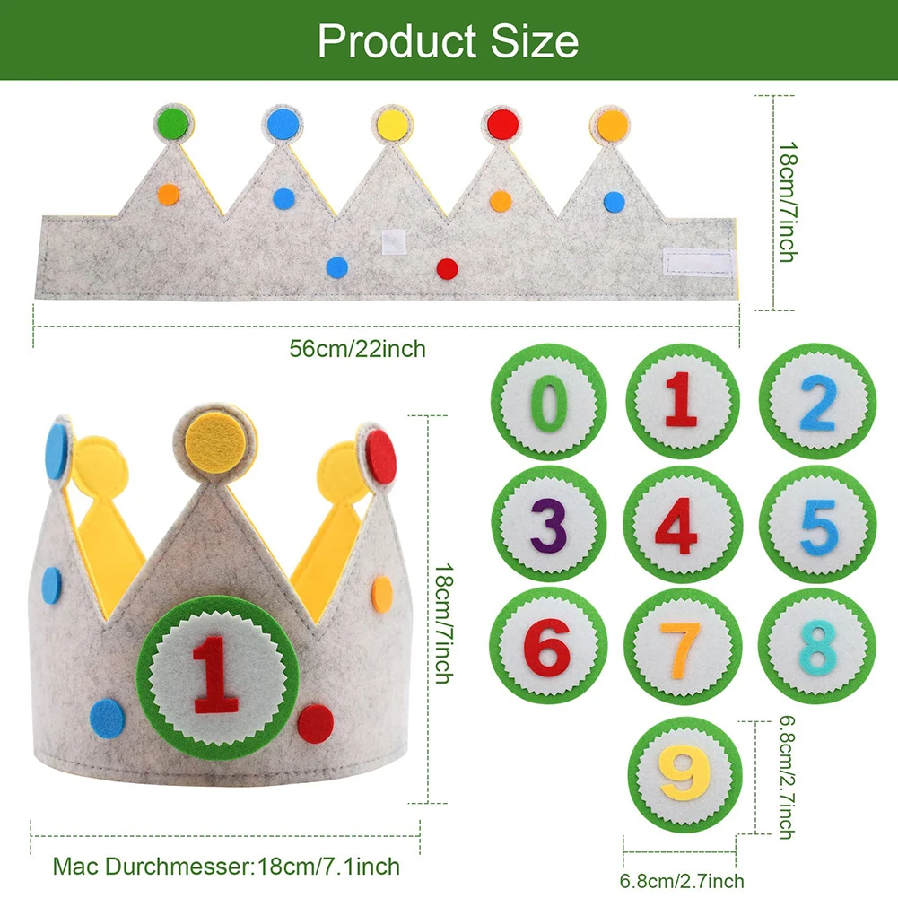 펠트 생일 왕관 크리 에이 티브 교환 가능한 숫자 크라운 어린이 날 선물 소녀 소년 생일 파티 장식