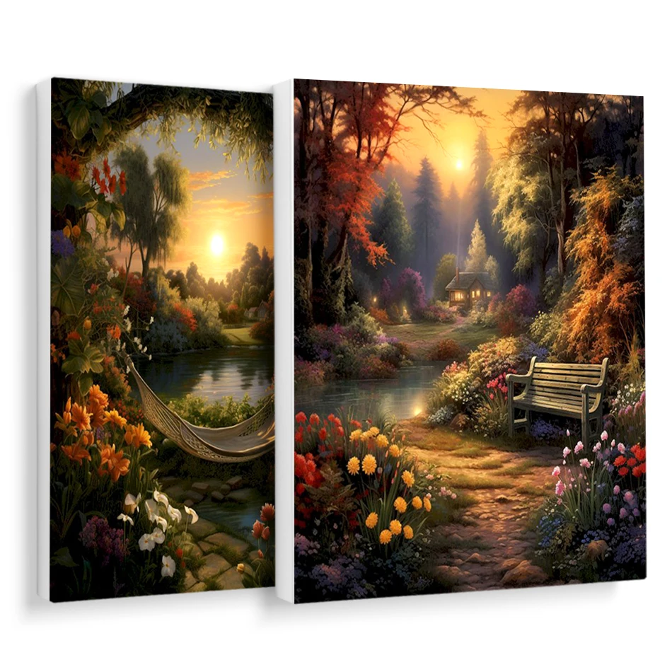 

RUOPOTY Painting By Numbers New Diy Crafts Park scenery Paintings To Paint Color Markers Paint Brushes Coloring Adults Diy Set