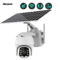 AZISHN 3MP 8W Solar Panel PTZ Camera Outdoor Two Way Audio Battery H.265 CCTV Security Surveillance 4G SIM/WIFI IP Camera