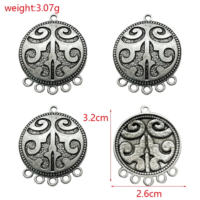 10pcs Charming Round Water Drop Vintage Style Dreamcatcher Necklace Pendant Tibetan Silver Earring Jewelry Connector Accessories