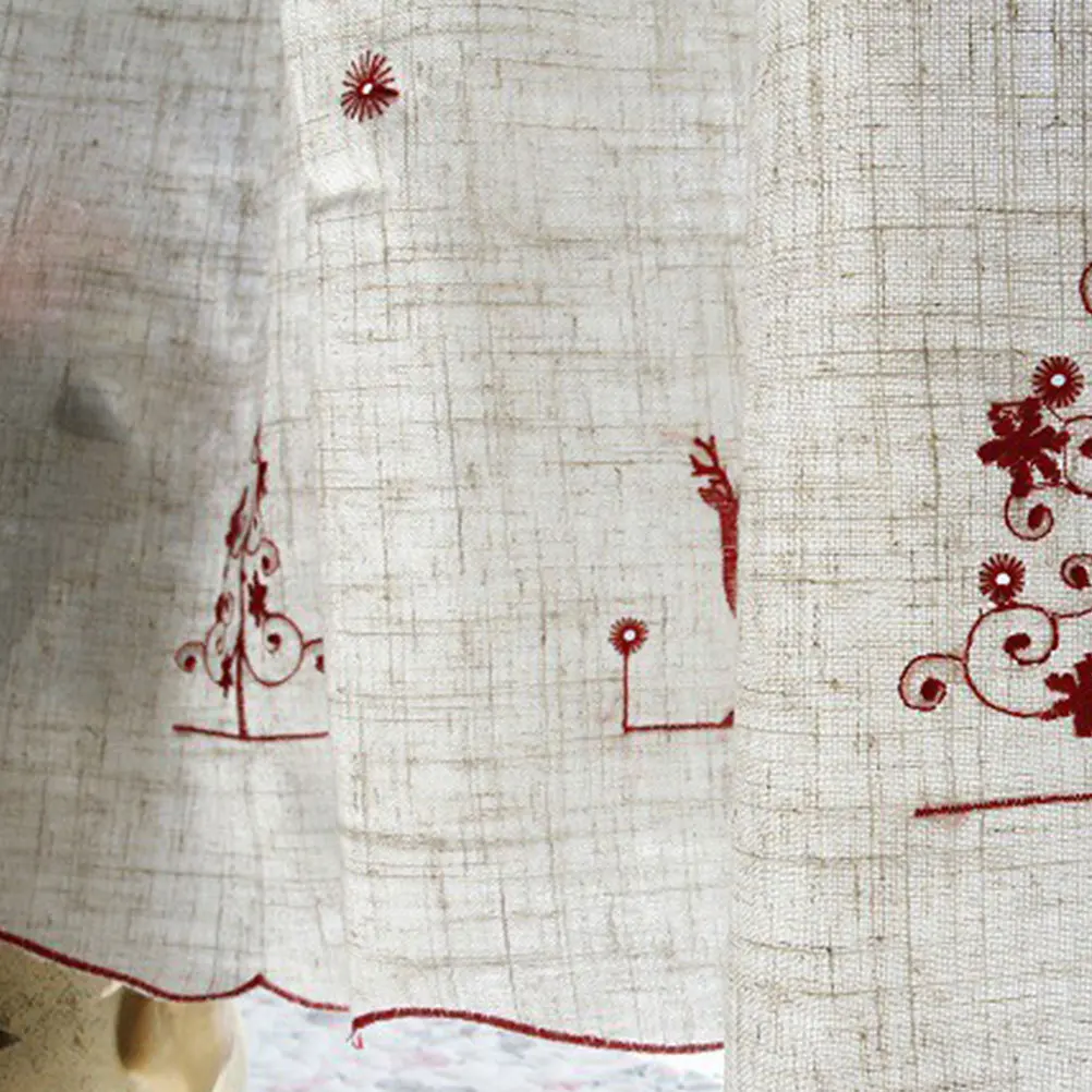 

Christmas Elk Half Curtains Red Cotton Printed Kitchen Window Short Curtain Coffee Curtain Home Decoration