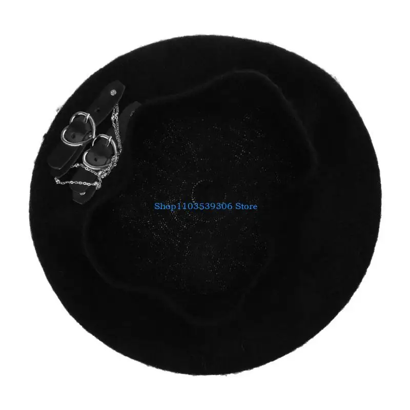 

400A Sweet Cool Punk Hat Girls Heart Buckle JK Hat Japanese Beanie JK Hat Preppy Girl