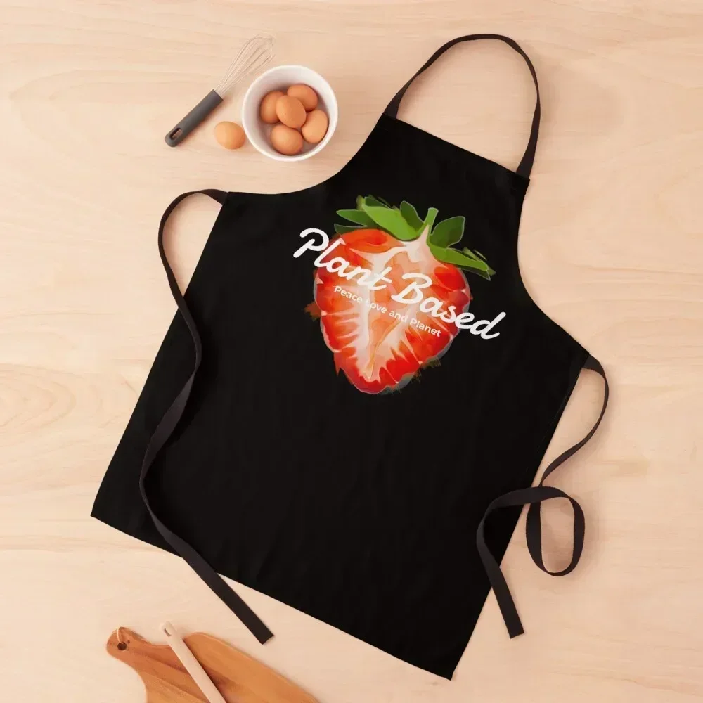

Plant Based Peace Love and Planet Strawberry Tee Apron Waterproof Kitchen For Women Kitchen Tools Accessories women's work Apron