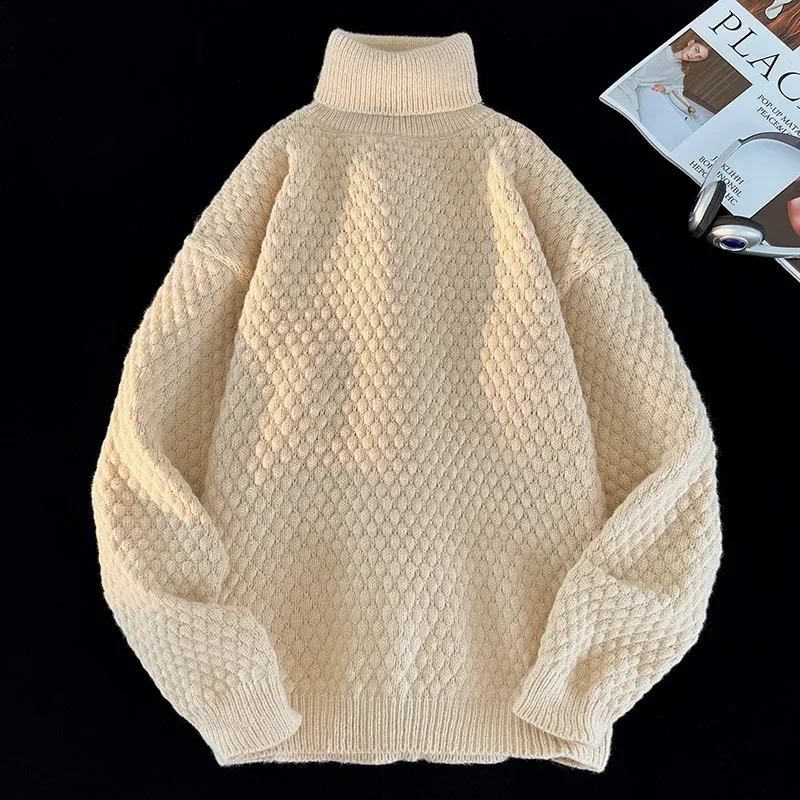 

Turtleneck Basic Long Sleeve Pullover New Bottom Shirt Sweater Spring Autumn Casual Tops Men Women Loose Fashion Knit Sweatshirt