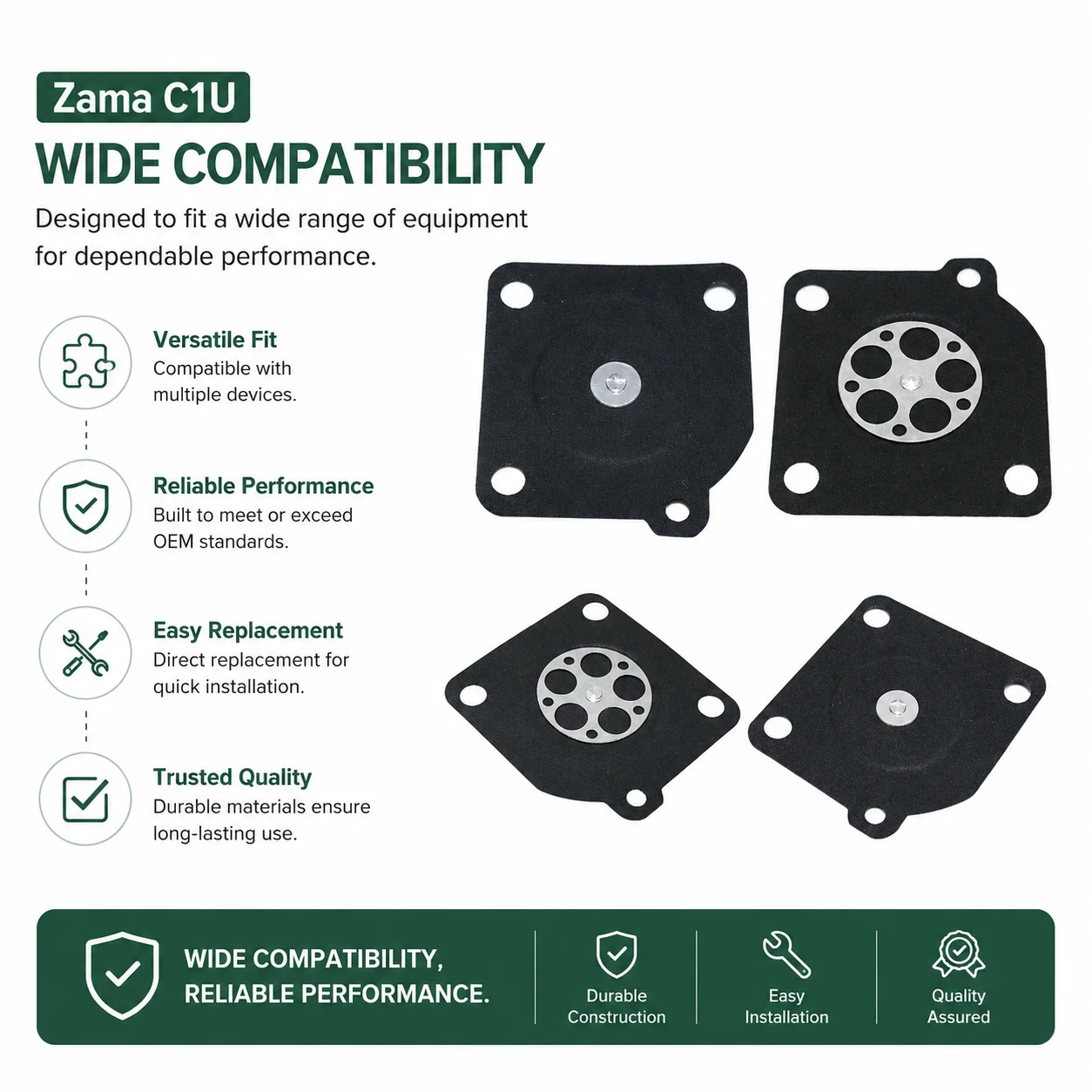 10Pcs Metering Diaphragm Gasket Carburetor Rebuild Repair Kit Fits Zama C1U Replaces A015010 Small Engine Saw Trimmer Parts