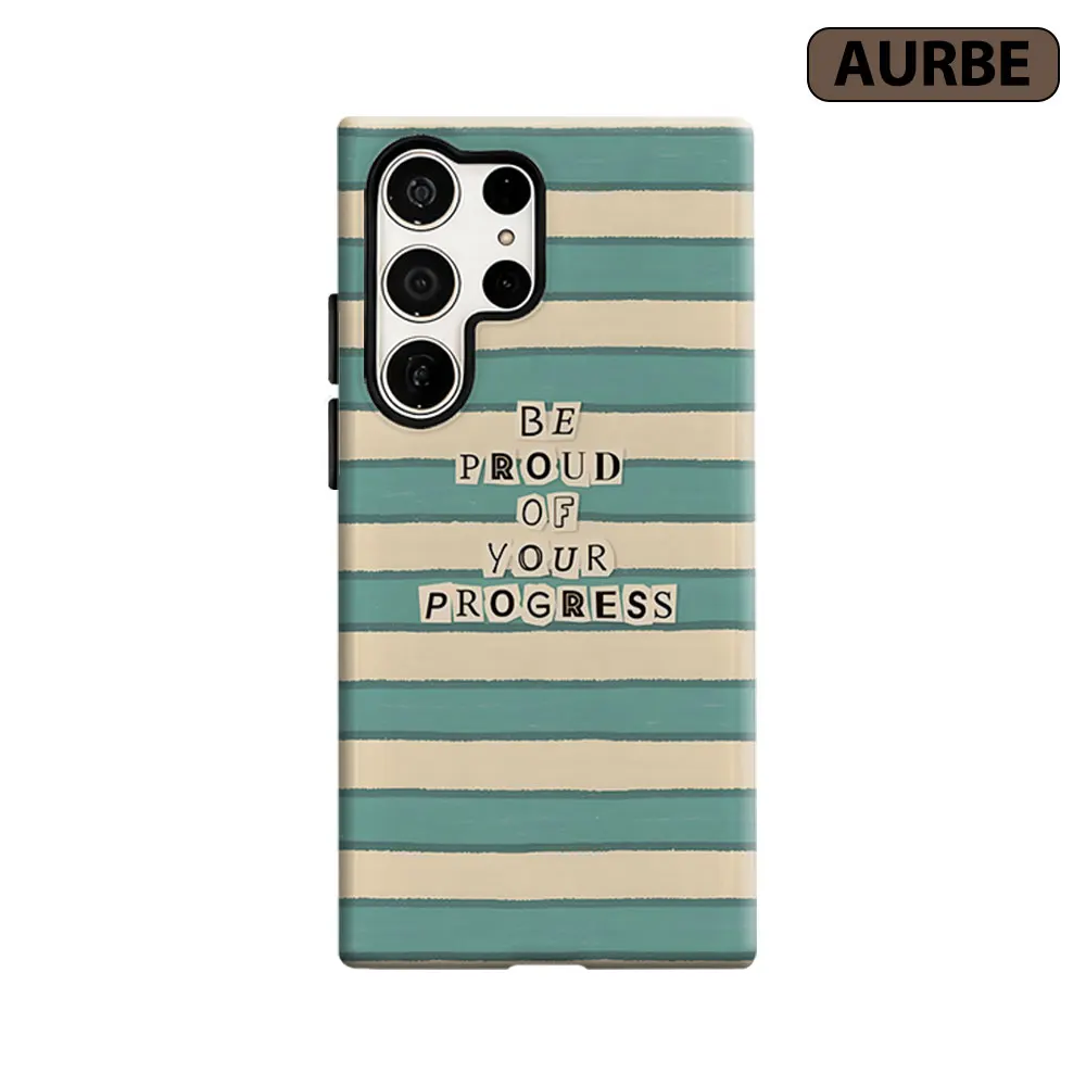 Positive Quote Stripe Phone Case For Samsung Galaxy S26 S25 S24 S23 Ultra Plus HD Hard Double Layer Film Cover