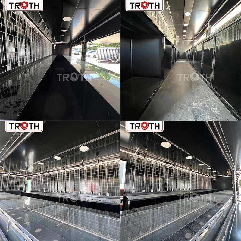 Custom Pop up Shop Trailer for Retail Business with Compact Walk in Design Display Shelves Counter and Brand Graphics