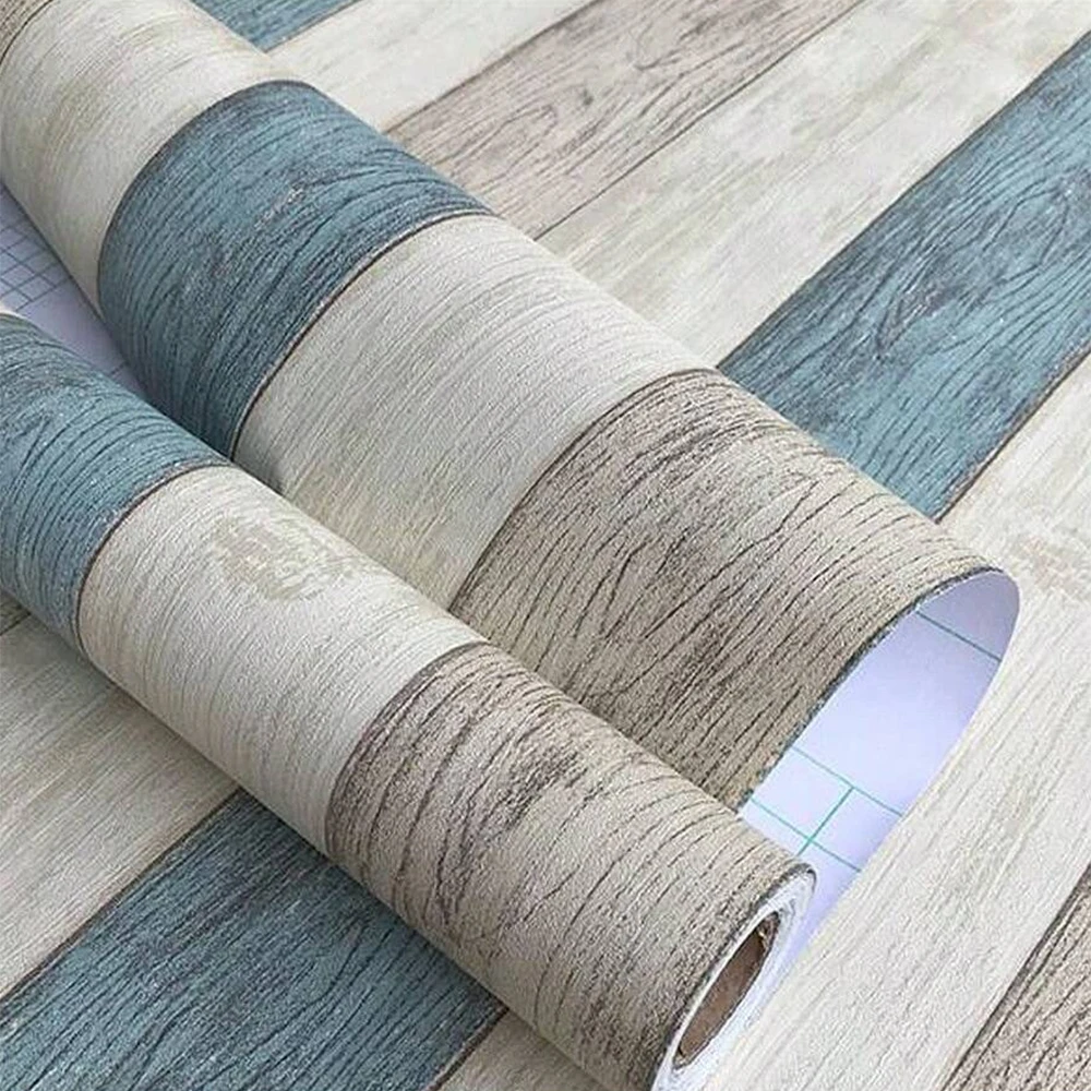 

Wood Planks Grain Retro Faux Wood Wallpaper Roll Waterproof PVC Self Adhesive Wall Stickers Removable Vinyl Restaurant Wallpaper