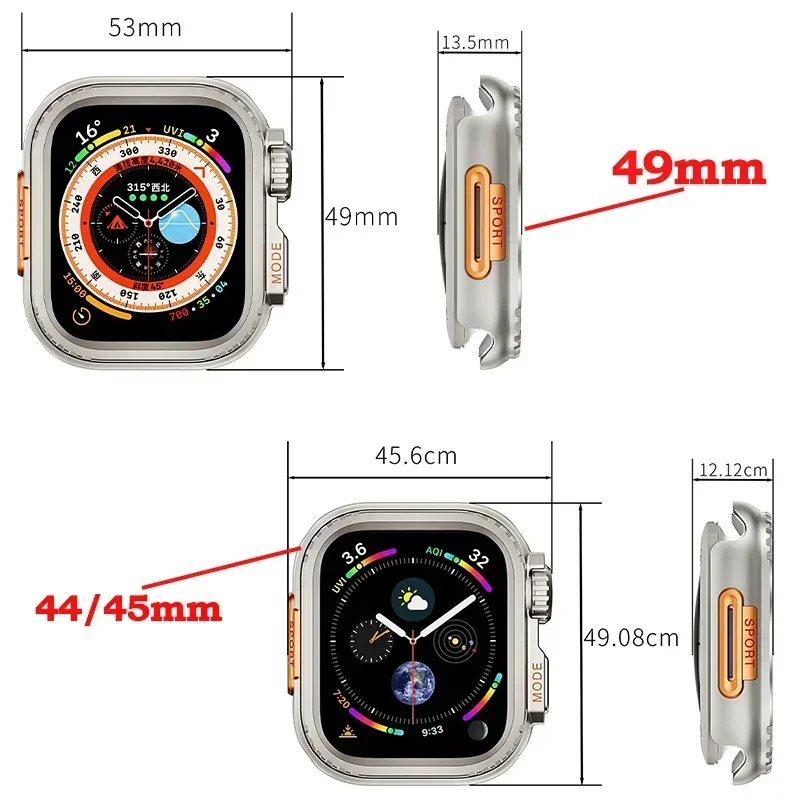 Metal Bumper Case For Apple Watch 49MM 45mm 44mm Protector Frame Cover For iWatch Series 9 8 7 6 5 4 SE Change To Ultra 2 49mm