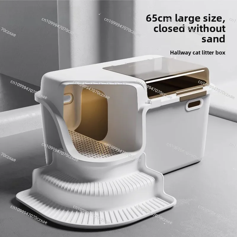 

Коридорный лоток для кошачьего туалета, увеличенный, полностью закрытый, с дезодорирующим каналом и защитой от брызг