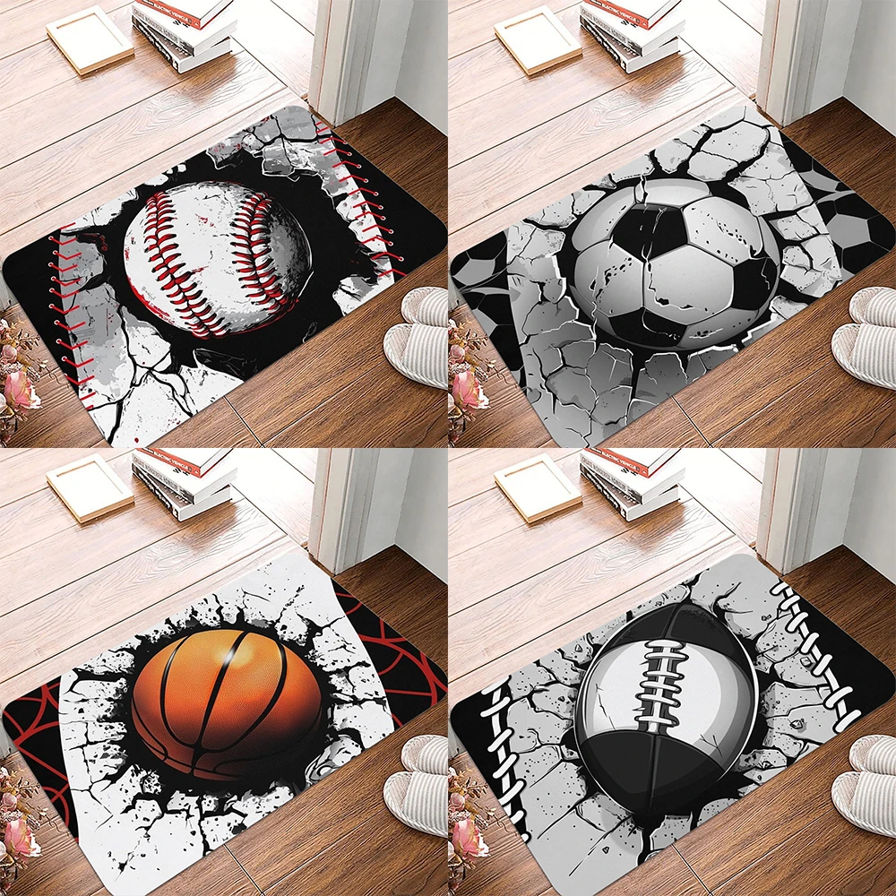 Sport Baseball Bedruckter Küchenteppich Wohnzimmer Esszimmer Wäsche Bodenmatte Bad Balkon Flur Rutschfeste Fußmatte