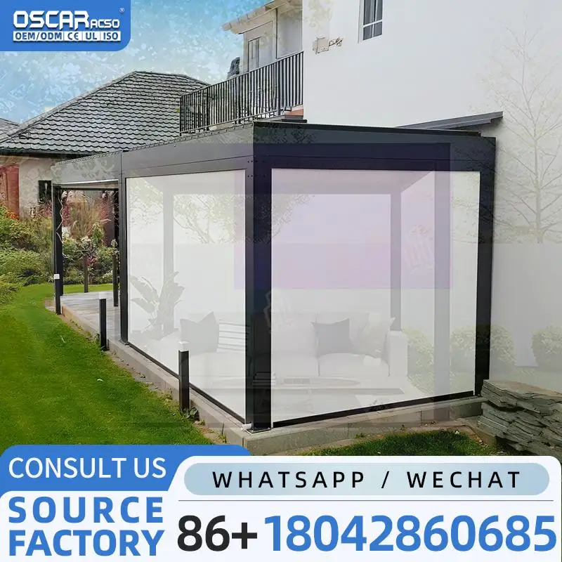 3x3m Motorised Sustainable Automatic Outdoor Patio Arches Bioclimatic Aluminium Louvred Opening Roof for Garden Balcony Terrace