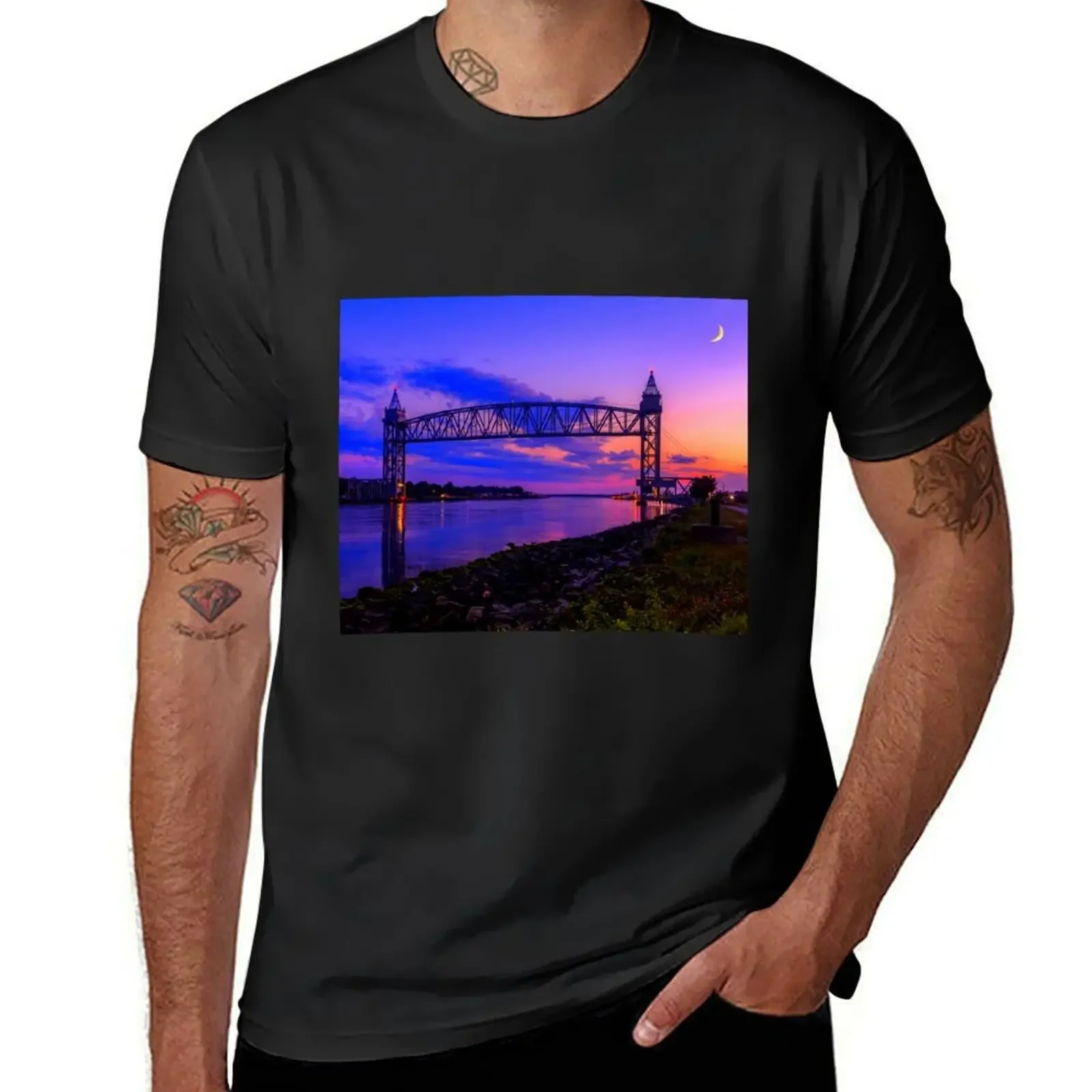 

Magical Sunset at the Cape Cod Railroad Bridge T-Shirt blanks essential t shirt anime figures mens designer clothes