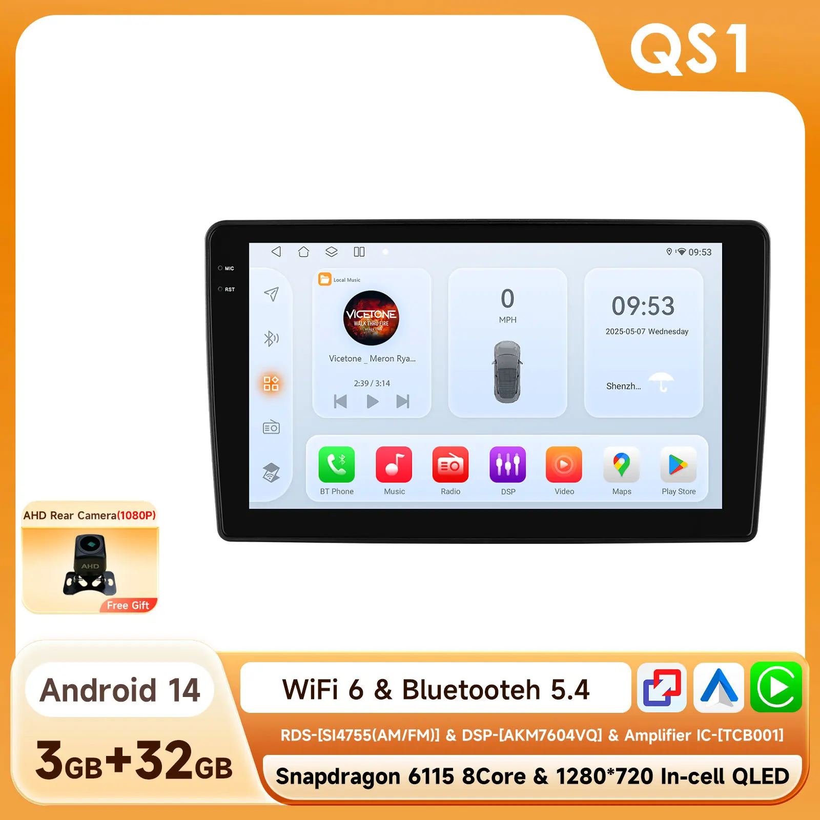 9'' 6115 Draadloze Carplay Android autoradio voor Opel Astra Zafira Corsa Antara Vectra Vivaro Multimedia Videospeler Navigatie GPS 4G