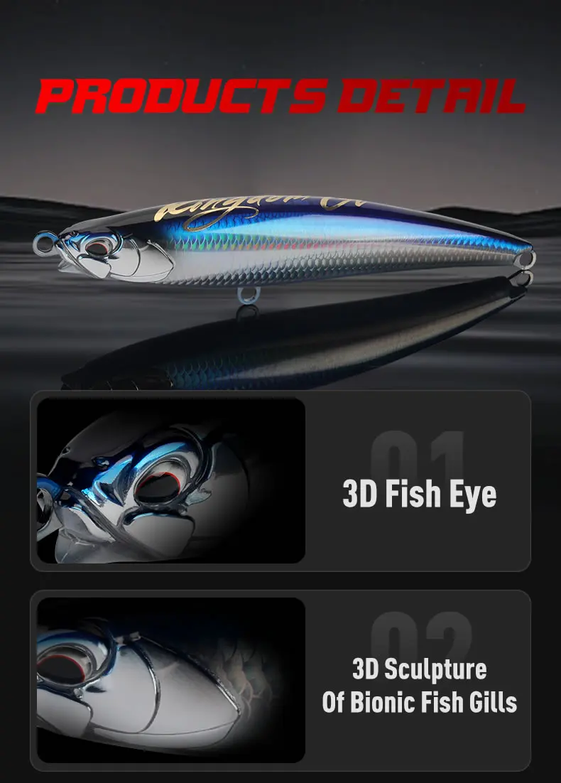 Kingdom GT Pencil Topwater Angelköder Z-Dog 40g-71g 160mm-200mm Künstliche Hartköder für Salzwasserangeln – Detail 3