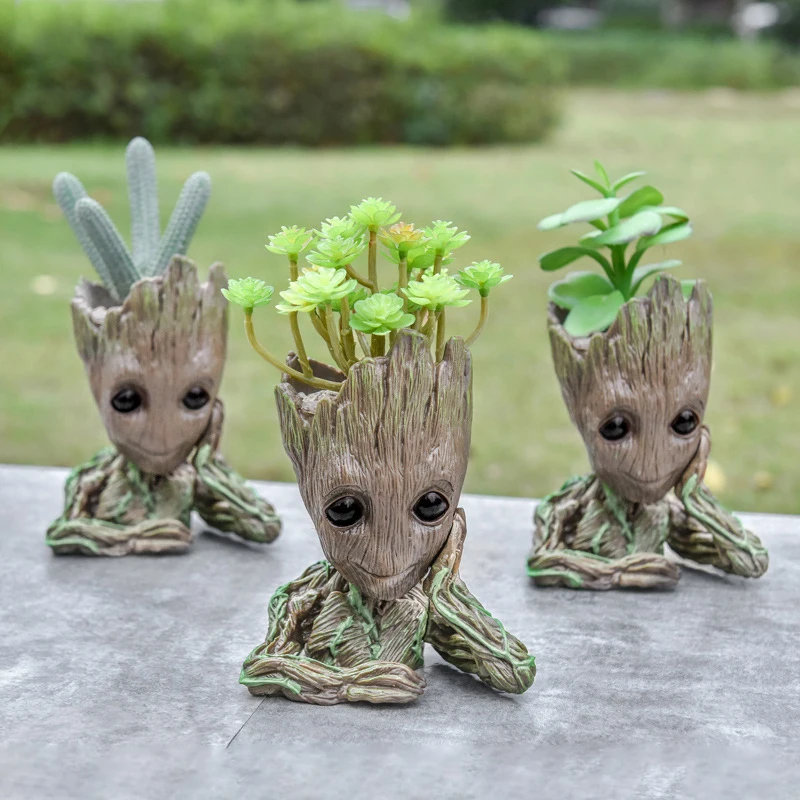 Baby Groot Flower Pot Home Decoration Planters For Indoor Plants Anime Heroism Figure Office Desktop Display Ornament Pen Holder