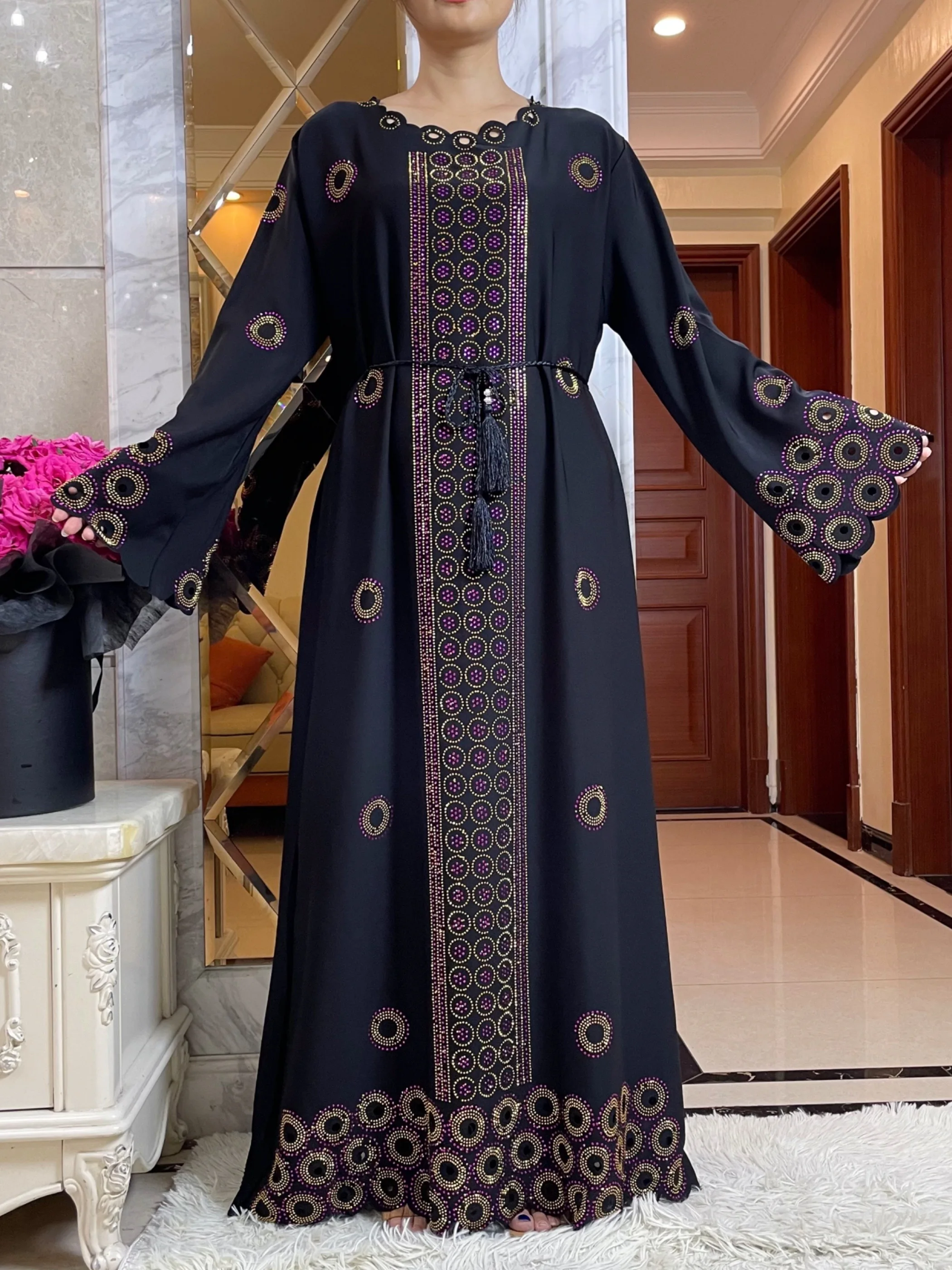 2024 herbst Frauen Elegante Kleider Dubai Party Outfits Langarm Dashiki Muslimischen Frauen High-grade Komfort Stoff Afrikanische Abaya