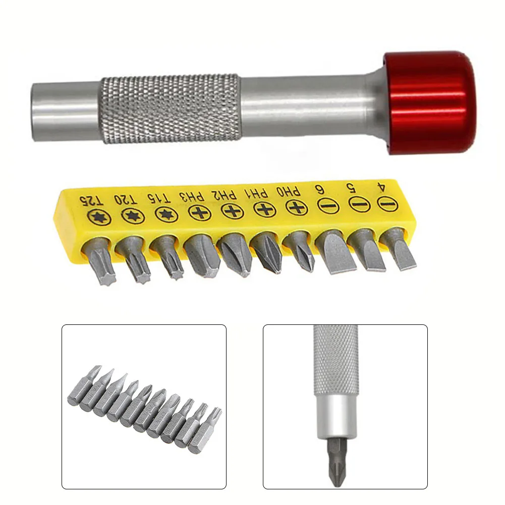 10pcs Multifunctional Shape Screwdrivers With 180 Degrees Non-slip Screwdriver Handle PH0 PH1 PH3 T15 T20 T25 Screw Driver Tools