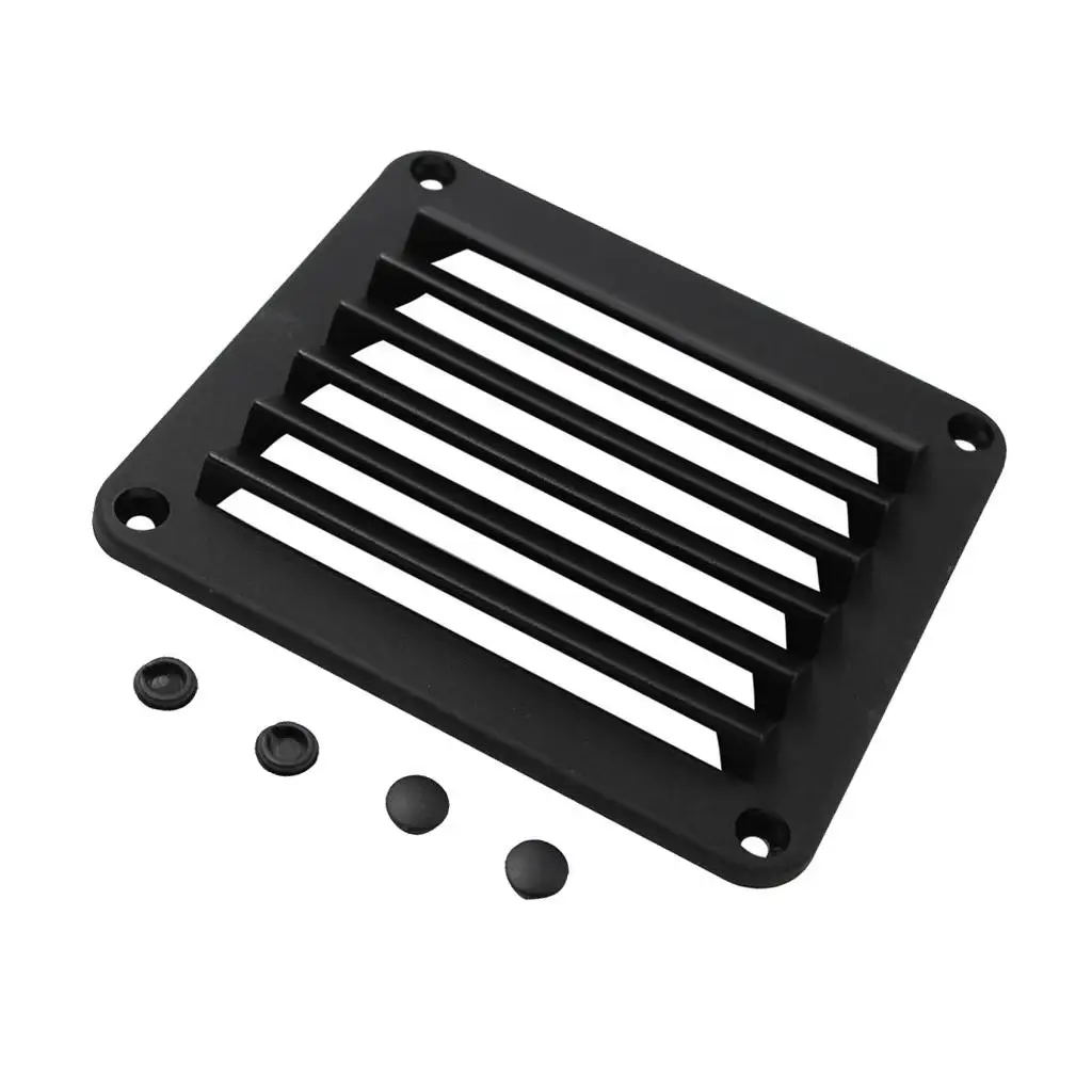 5-1/2 x 4-7/8 inch 14 x 12.4cm Louvered Vents Style Boat Marine Hull Air Vent Grill Cover (Black)