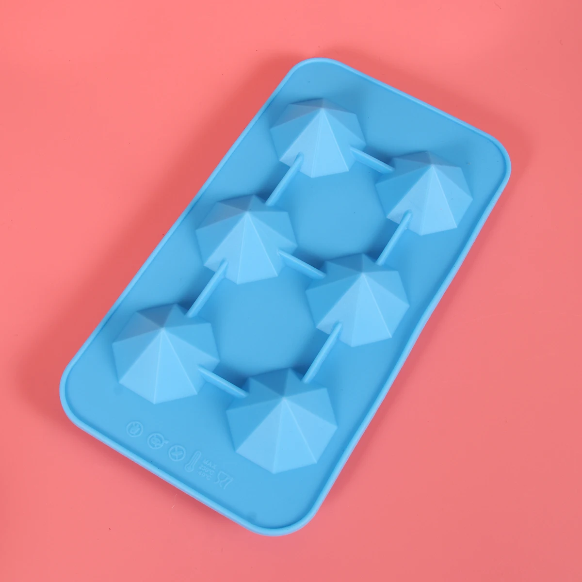 

6 Lattices Red Silicone Cube Mold Diamond Shape Ice Tray Maker Cubes Jelly Candy Pudding Easy Clean Durability Kids DIY Kitchen