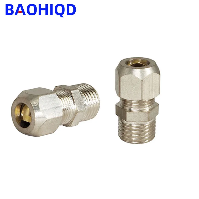 Mosiężne złącze kompresyjne z podwójną tulejką złączkową 6mm 8mm 10mm 12mm 14mm 16mm rura do 1/8 "1/4" 3/8 "1/2" męska łącznik rurowy