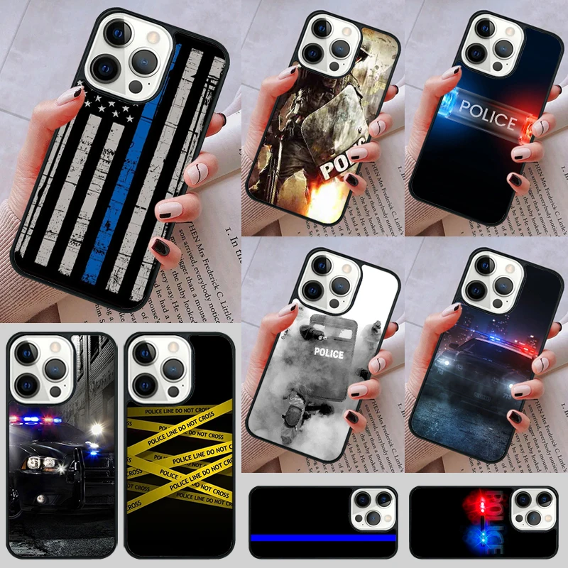 Police Phone Case cover For iPhone 14 13 15 16 Pro Max Coque 12 11 Pro Max For Apple 8 PLUS 7 6S fundas