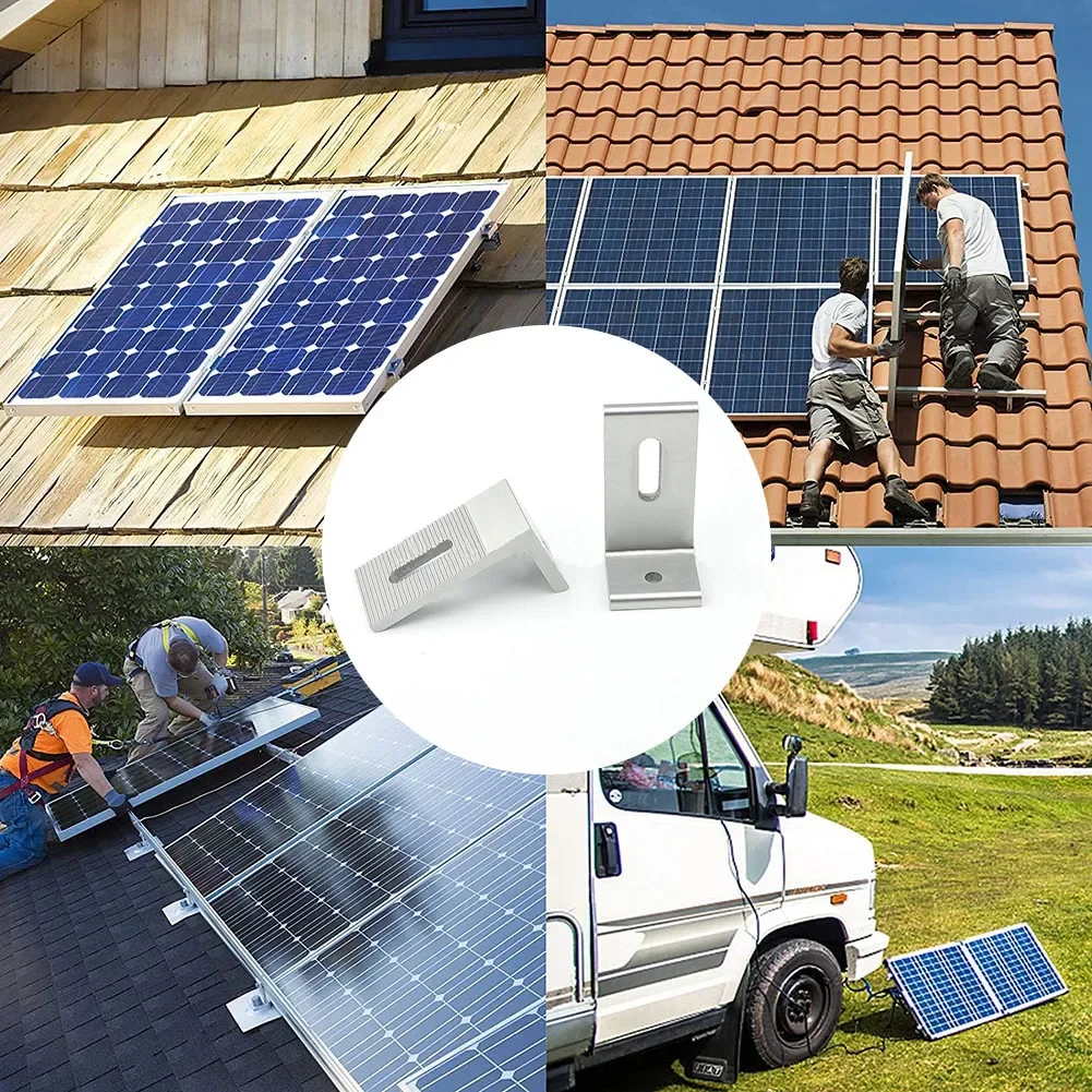 1 pz staffe di montaggio del pannello solare Kit di montaggio del tetto piatto fotovoltaico 90 gradi L staffa accessori per l'installazione del sistema solare