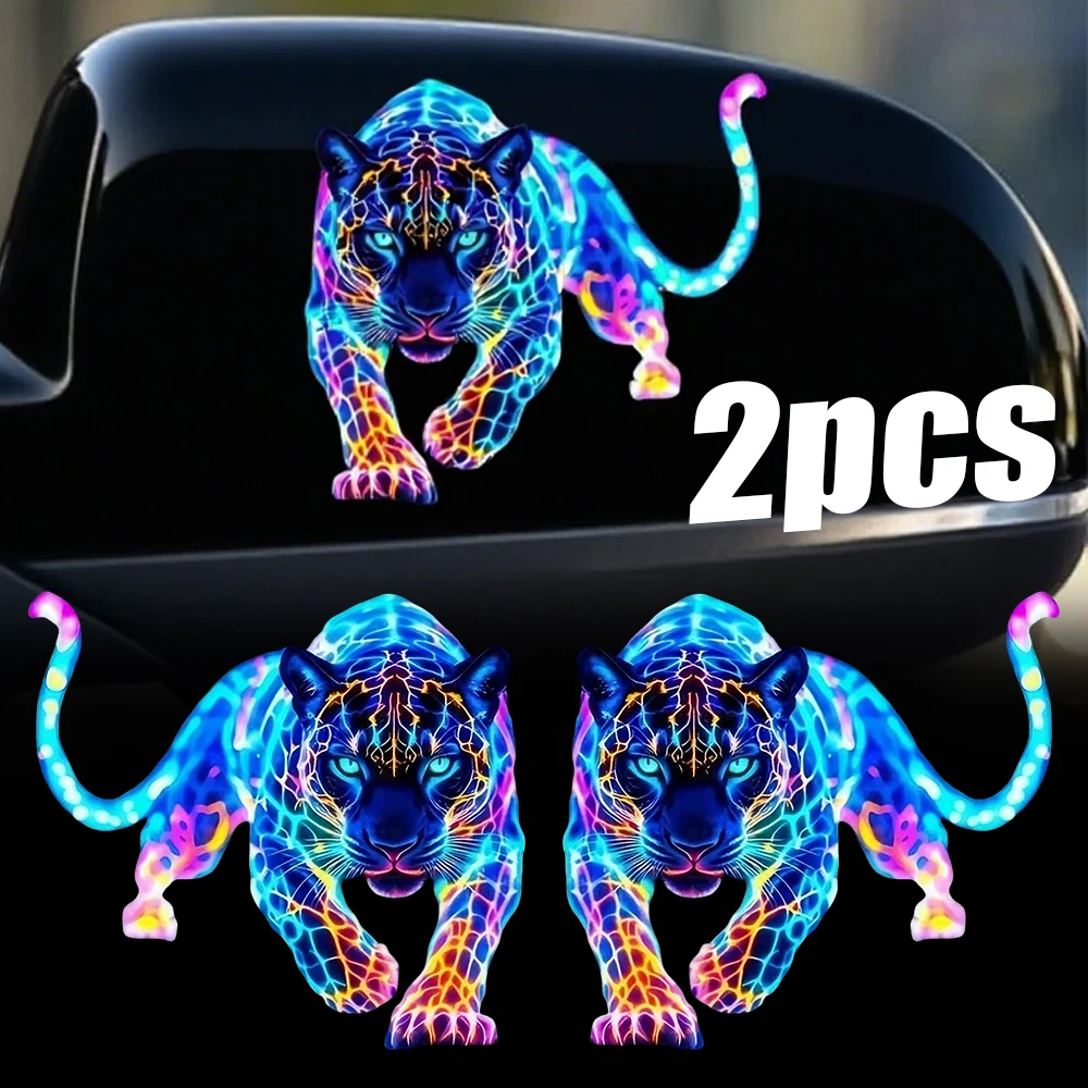 

Colorful Leopard Print Car Sticker Decal Neon Animal Graphic Vinyl Wrap Auto Body Door Bumper Decor Waterproof Styling Accessory