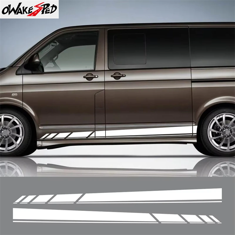 2PCS Car Door Side Stickers For Volkswagen VW Transporter T3 T4 T5 T6 Camper Van Long Line Graphics Vinyl Decals Accessories