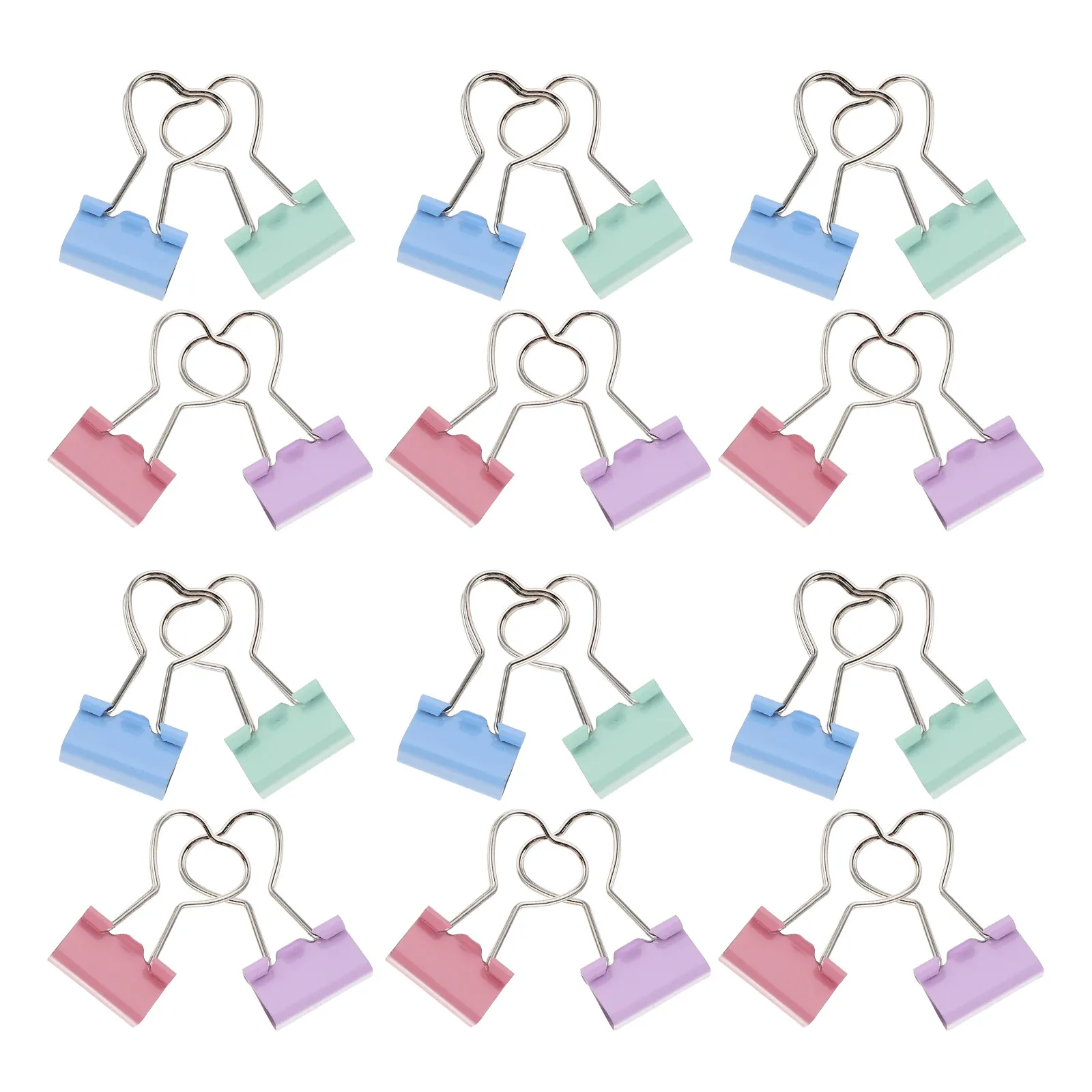 

24 шт. металлических зажимов для бумаг в форме сердца, стильные, компактные, портативные, для фиксации документов, ведения дневников, заметок, планирования