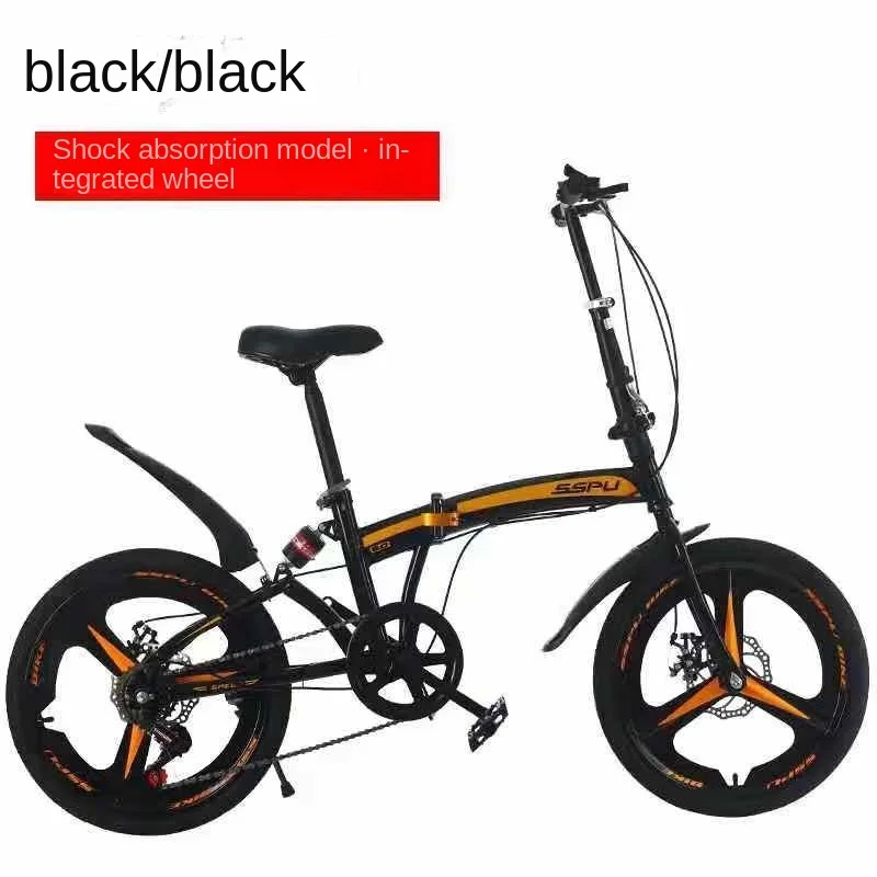 Folding Variable Speed Dual Disc Brake Bicycle Adult Folding Men's Women's Lightweight Student Bike 20 Inch Folding Bike Bicycle