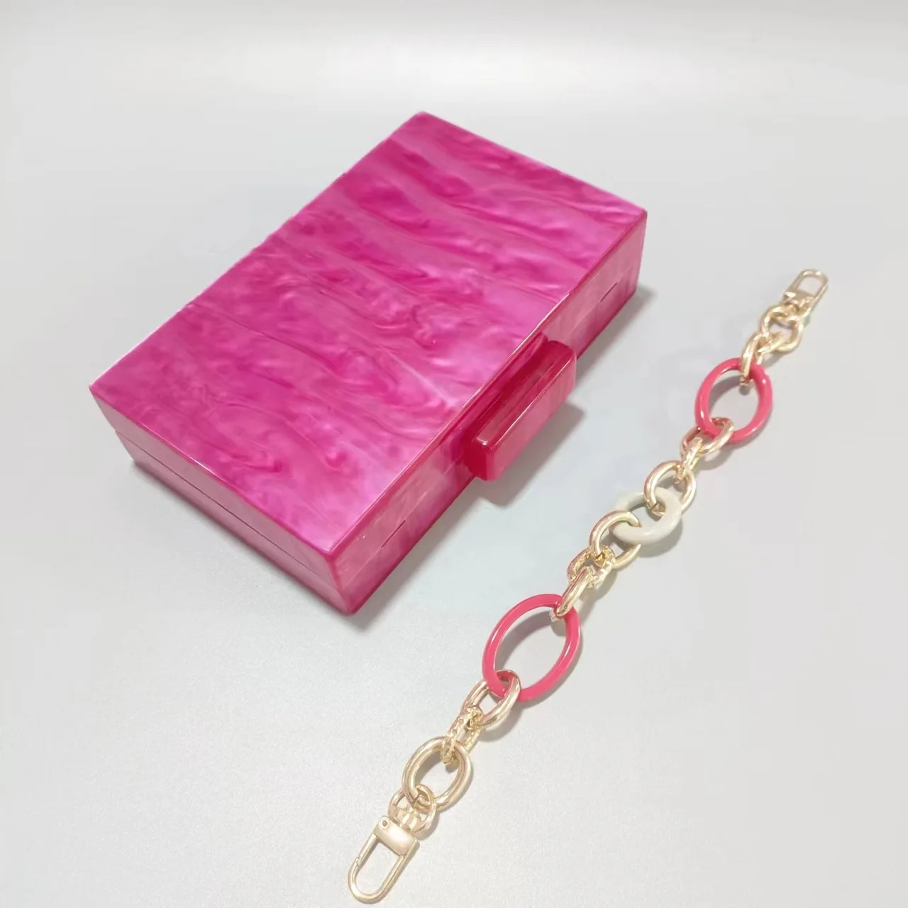 السيدات الوردي الأحمر الاكريليك حقيبة يد موضة الزفاف عشاء سلسلة حقيبة ساعي Bolsas De Mujer Bolso De Fiesta Bolso De Fiesta Mujer