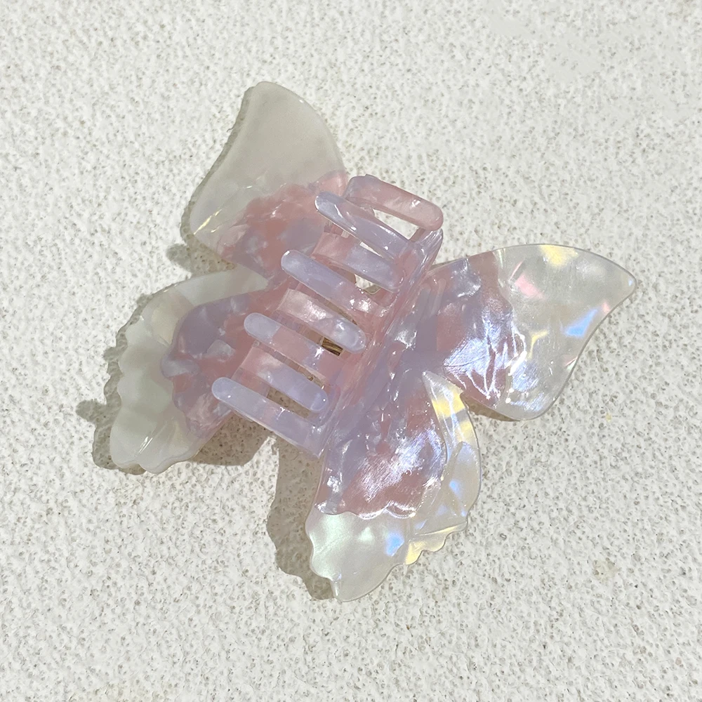 Pince à cheveux en acétate 3D pour femmes, dégradé de papillon violet incrusté de Zircon, queue de cheval fixe, pince à crabe, nouvelle pince à cheveux, accessoires, outil, couvre-chef pour femmes