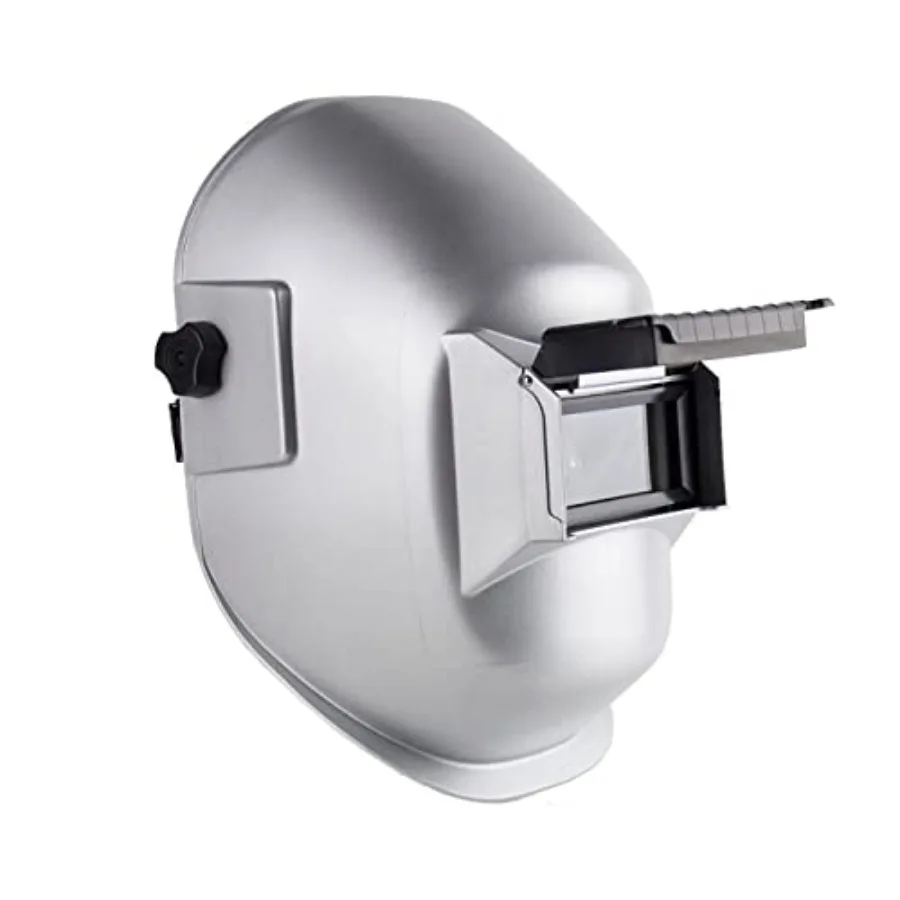 

Lightweight, Super Tuff Nylon Shell and Rachet Headgear Welding Helmet with 4-1/4" x 2" Sel-Snap Lift Front, Silver Coated, S29