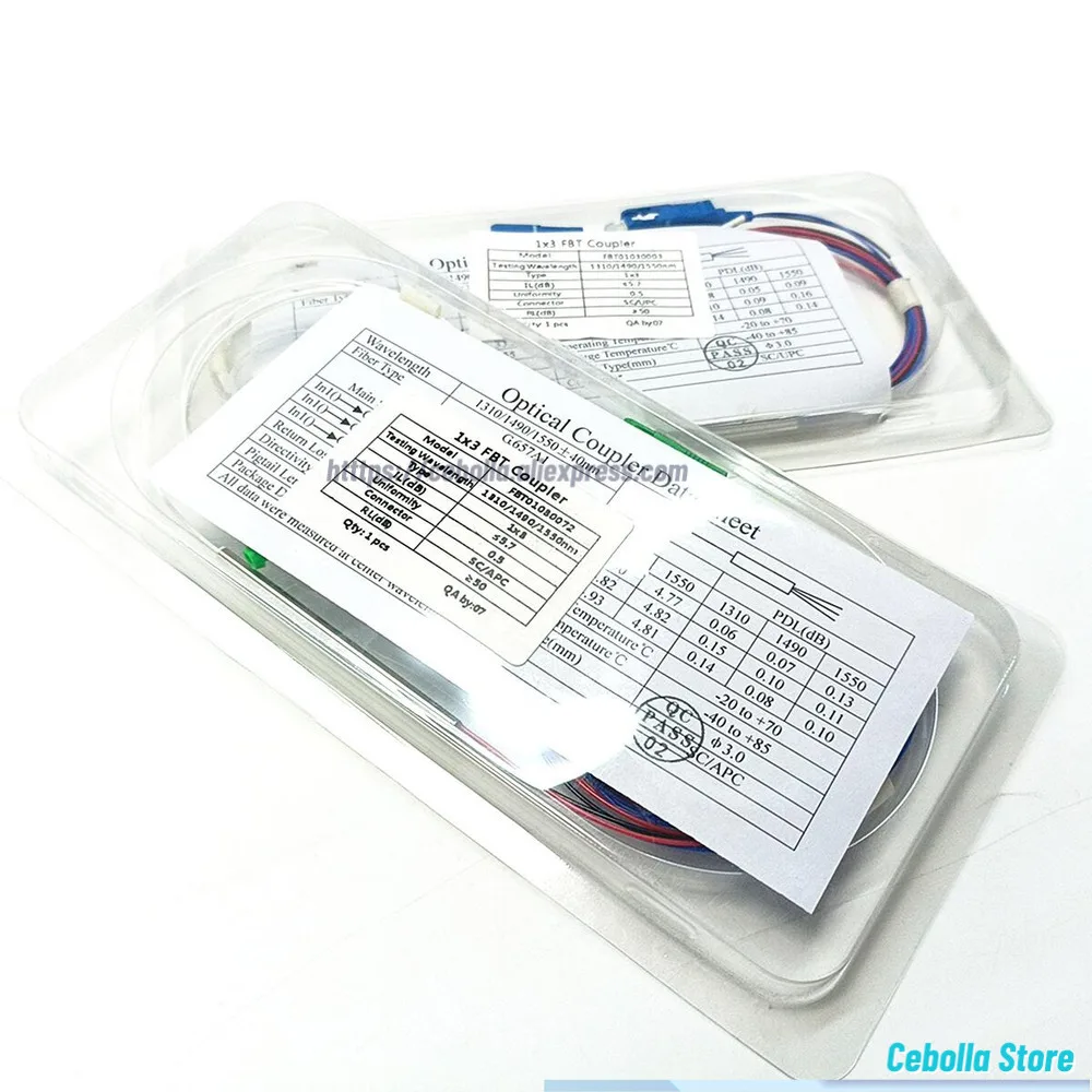 مقسم FBT من الألياف الضوئية 1X3 0.9 مم مع موصلات SC/APC SC/UPC 1310nm/1550nm #6